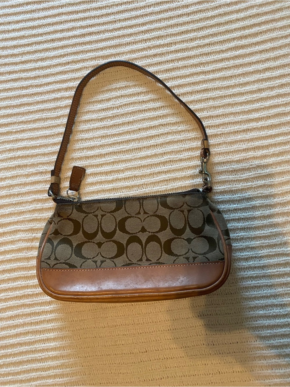 Vintage Coach Signature Canvas Mini Shoulder Bag in Brown and Tan